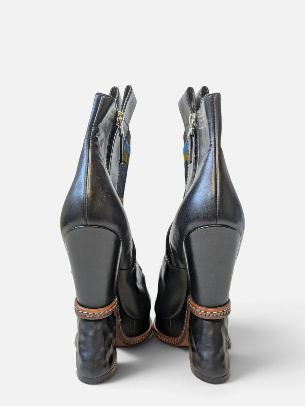 Fendi sculptural pony hair ankle wedge boots (FW 2015)