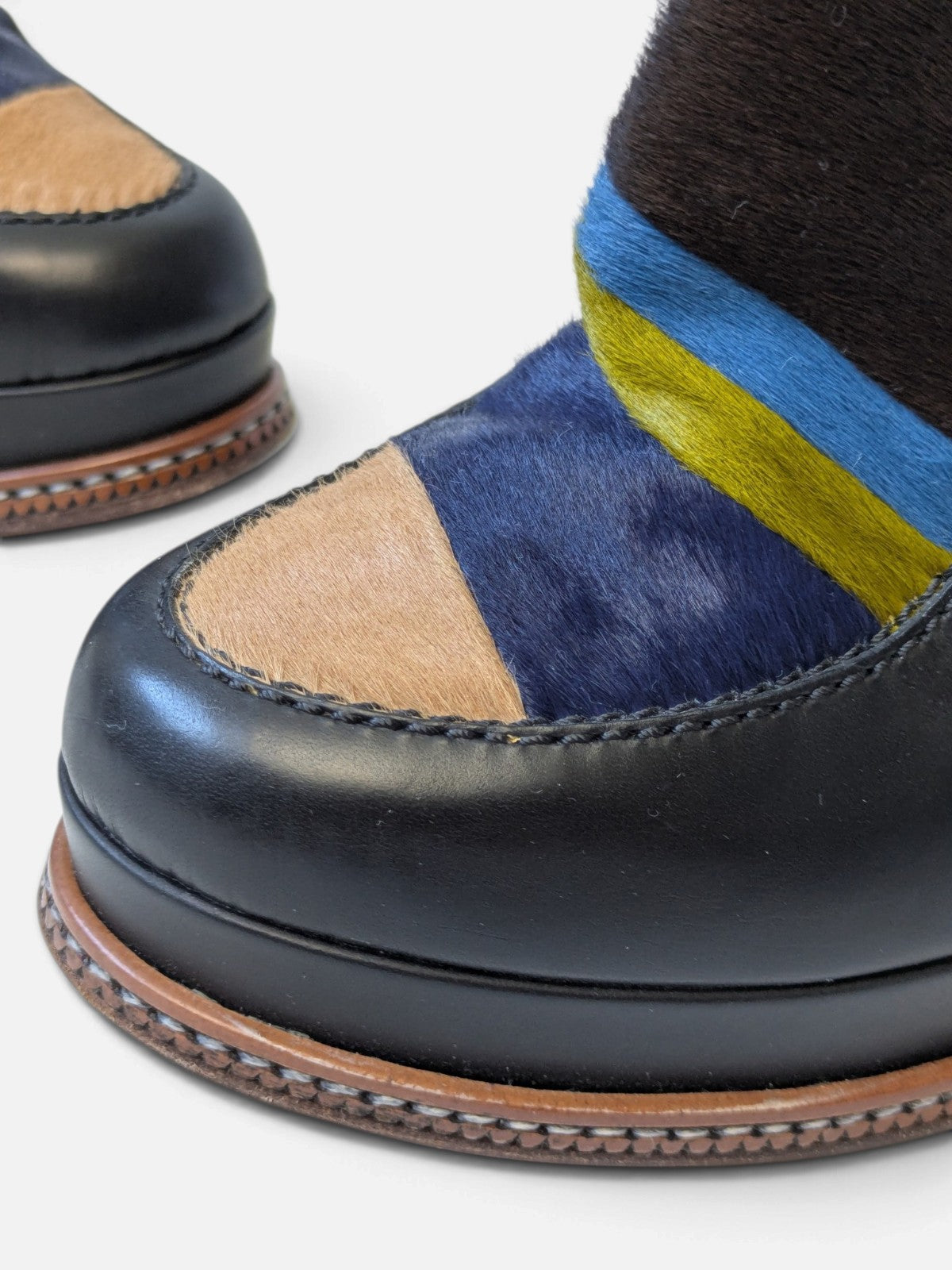 Fendi sculptural pony hair ankle wedge boots (FW 2015)