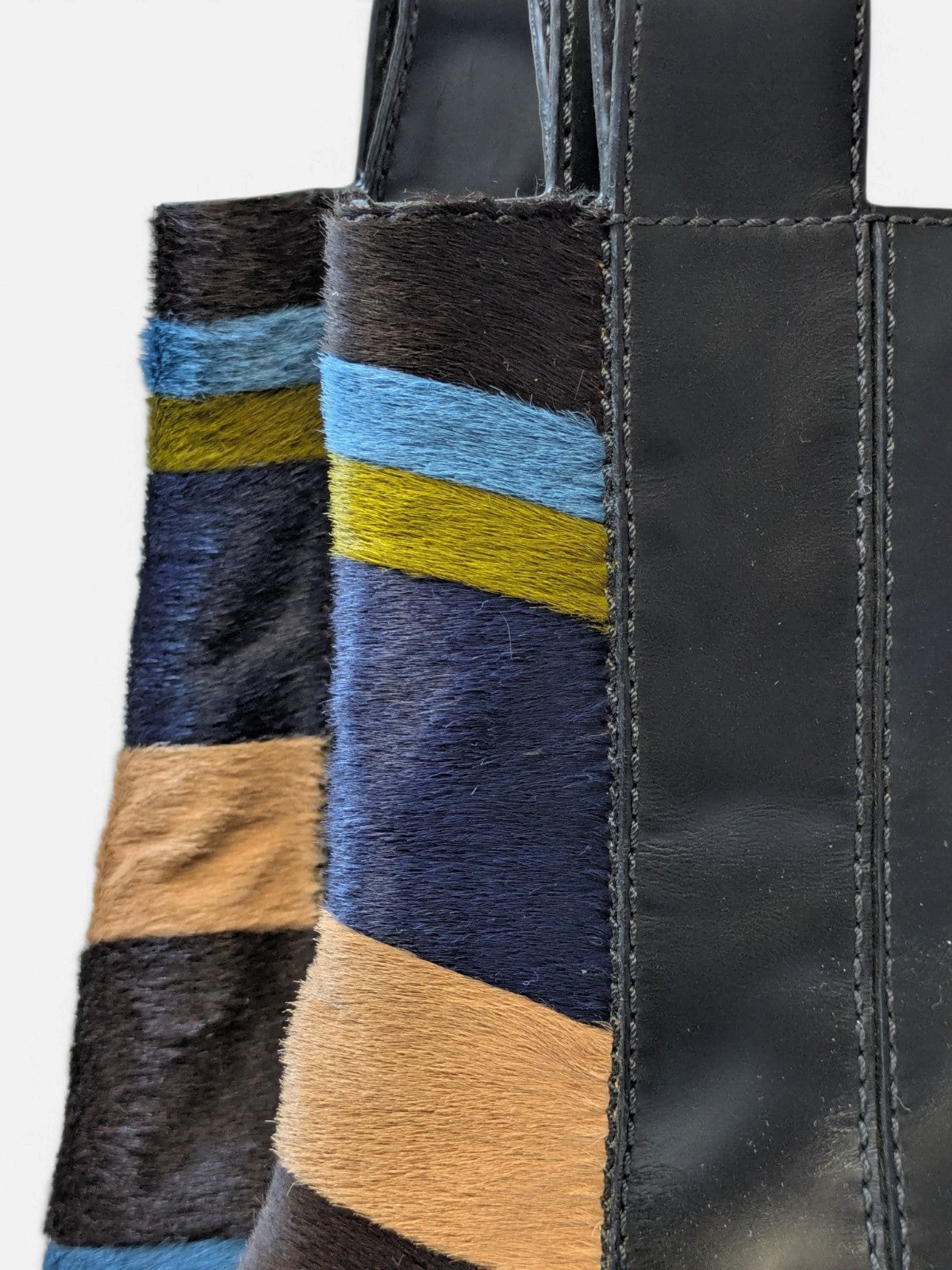Fendi sculptural pony hair ankle wedge boots (FW 2015)