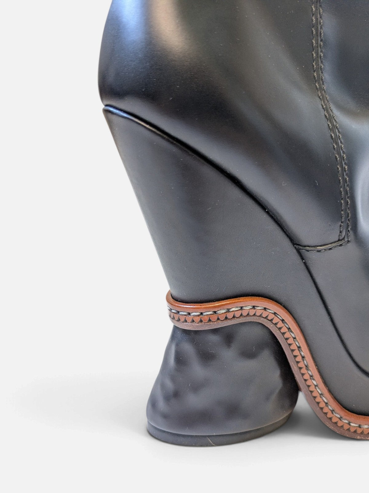 Fendi sculptural pony hair ankle wedge boots (FW 2015)