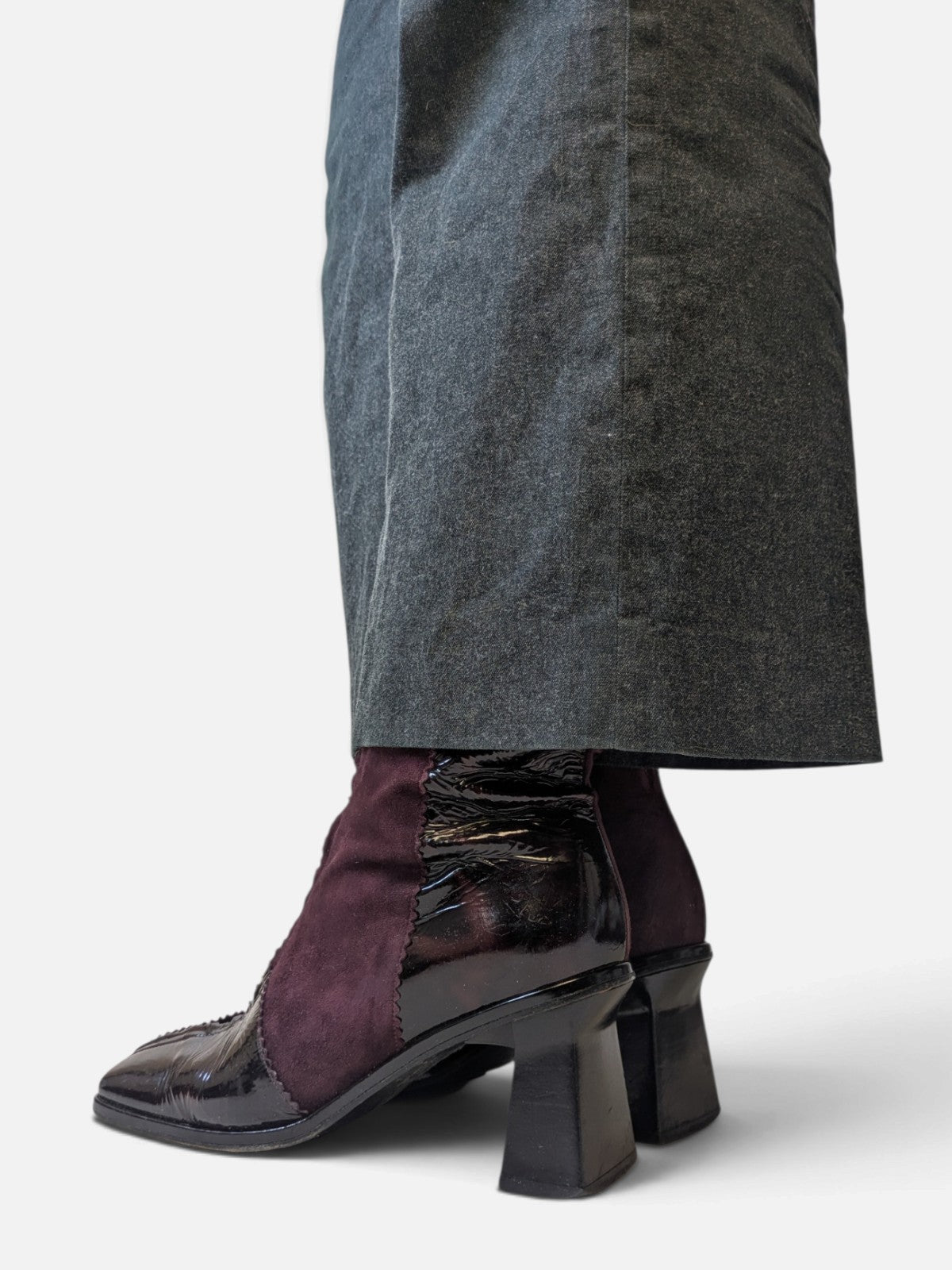 Patchwork suede and patent leather knee-high boots (2000s)