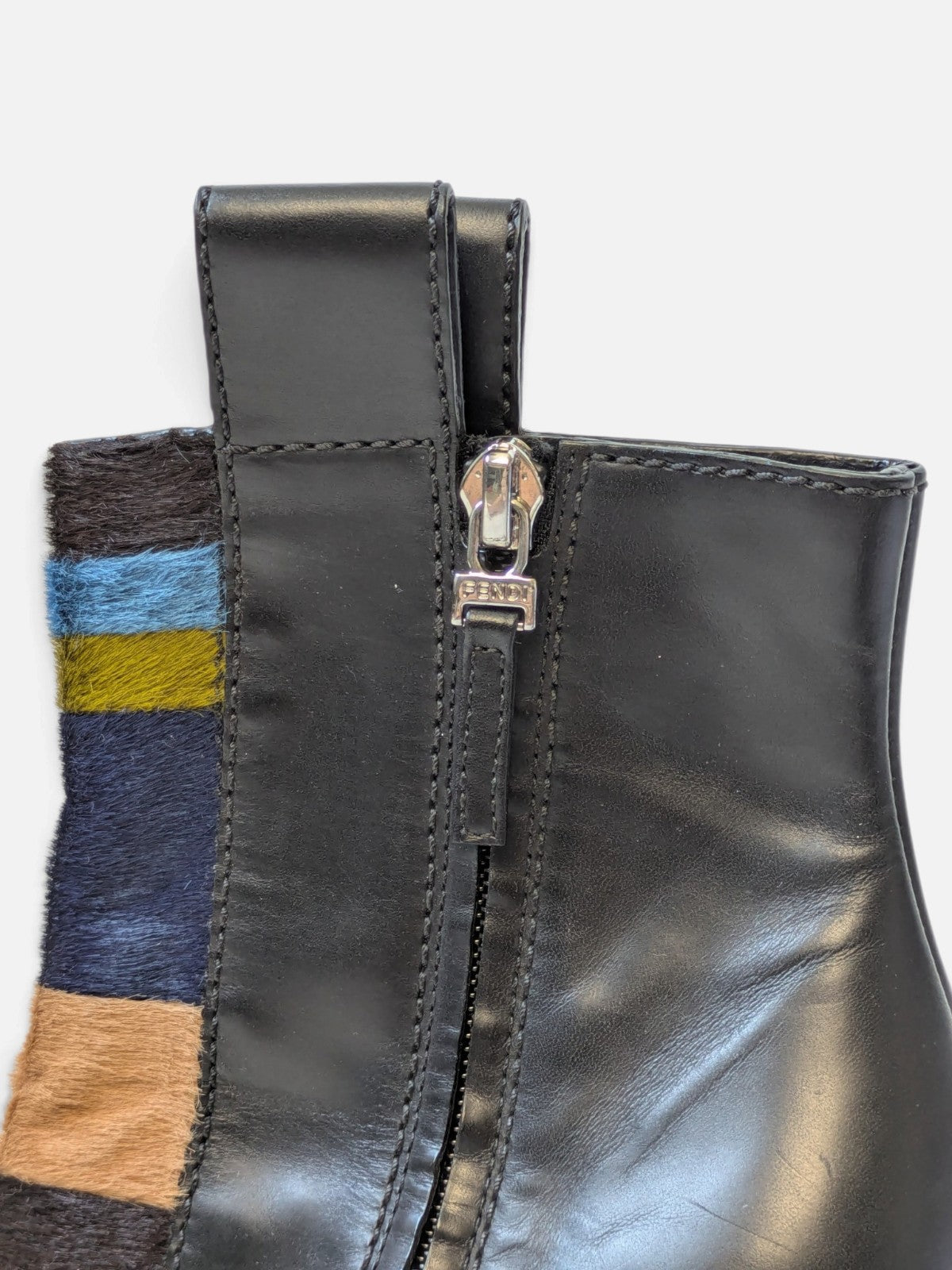 Fendi sculptural pony hair ankle wedge boots (FW 2015)