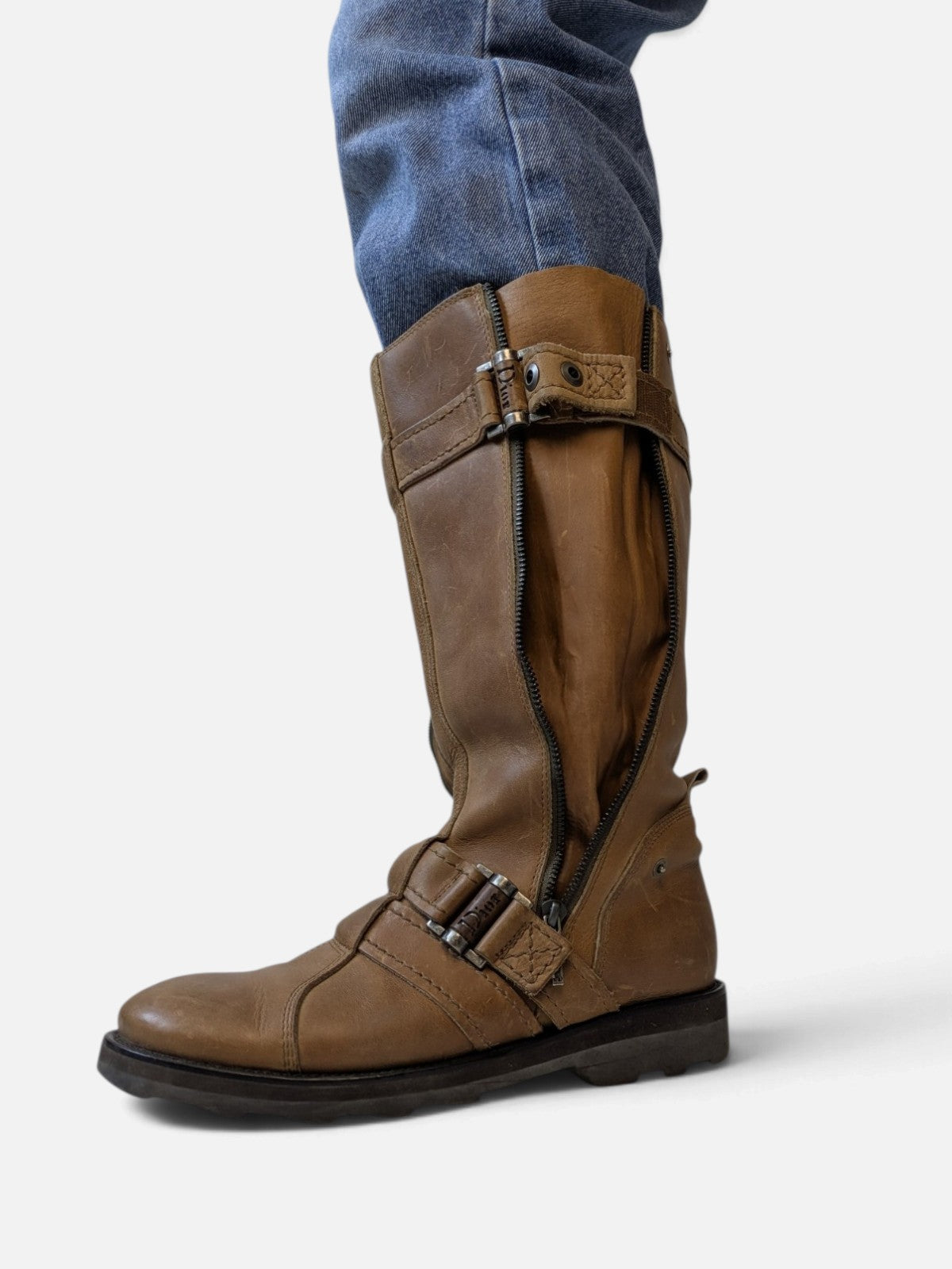 Christian Dior buckle biker boots (2000s/ John Galliano era)