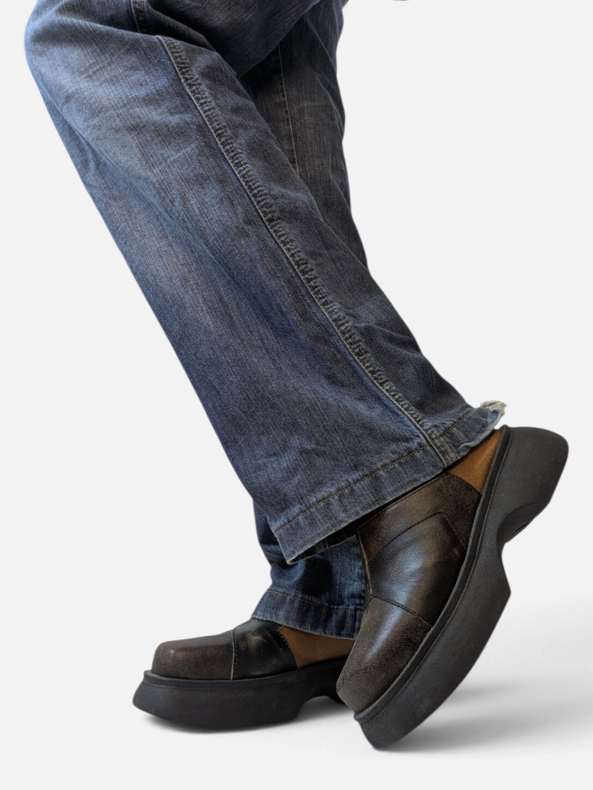 Patchwork leather chunky mules (2000s)