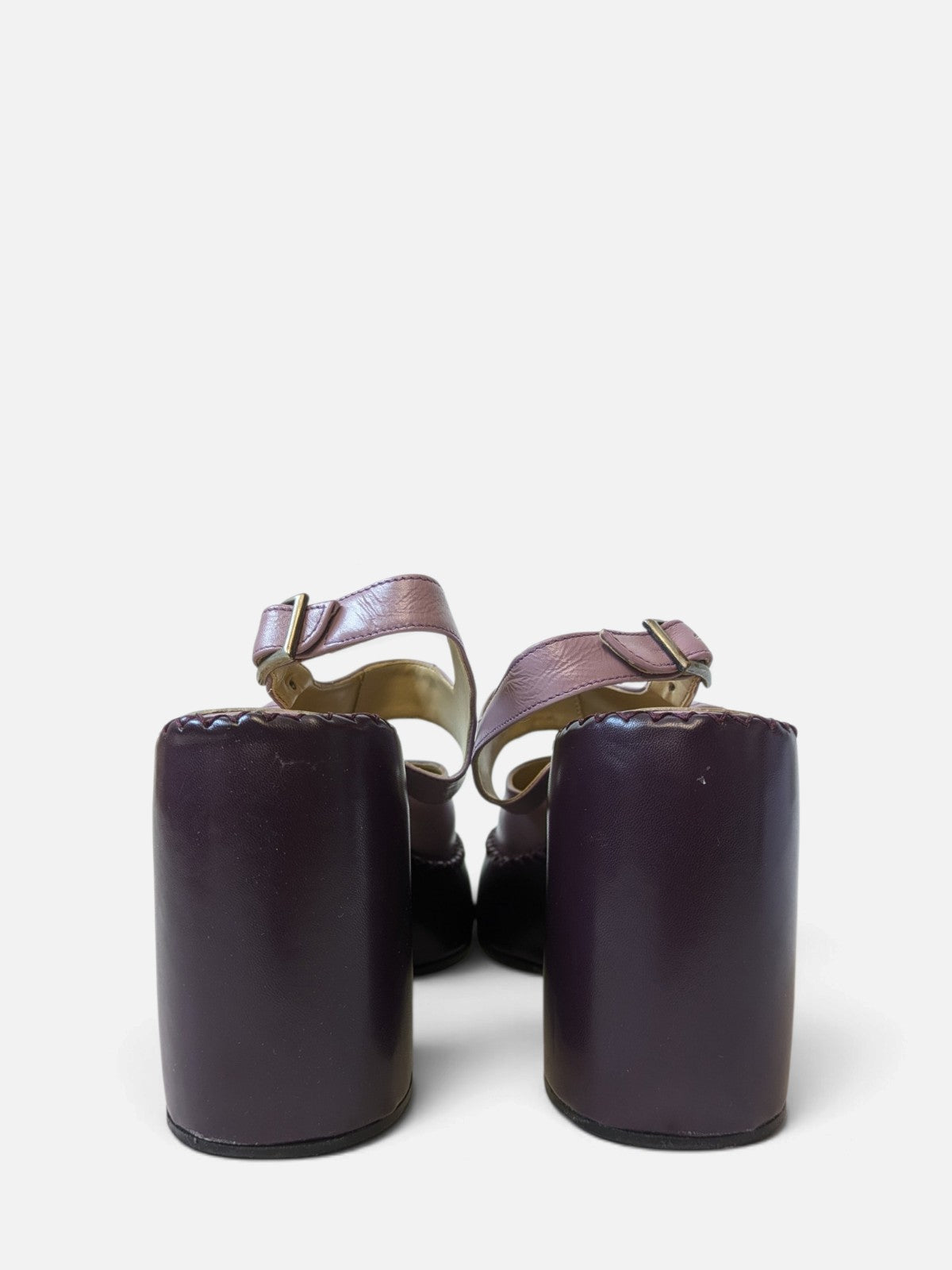 Lilac leather platform mary janes with purple contrast (90s)