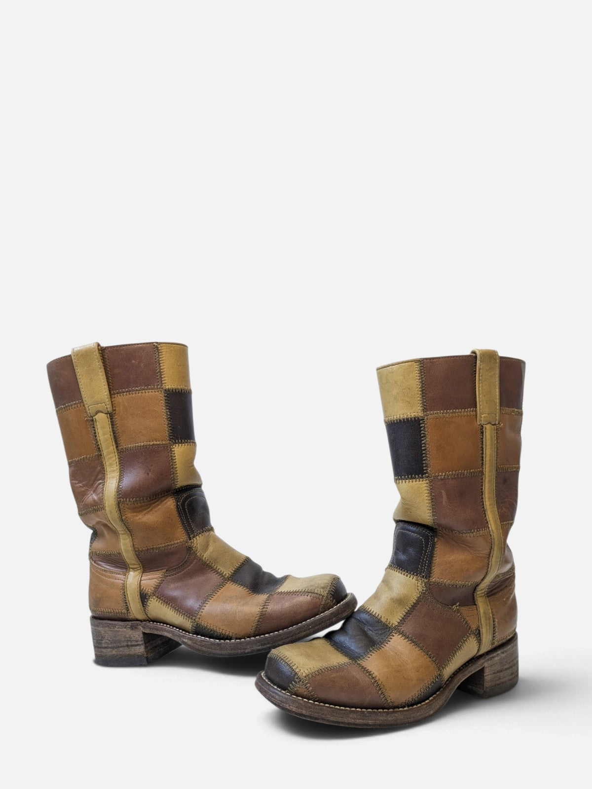 Checkered patchwork boots by Sendra for Dr. Adams (90s)