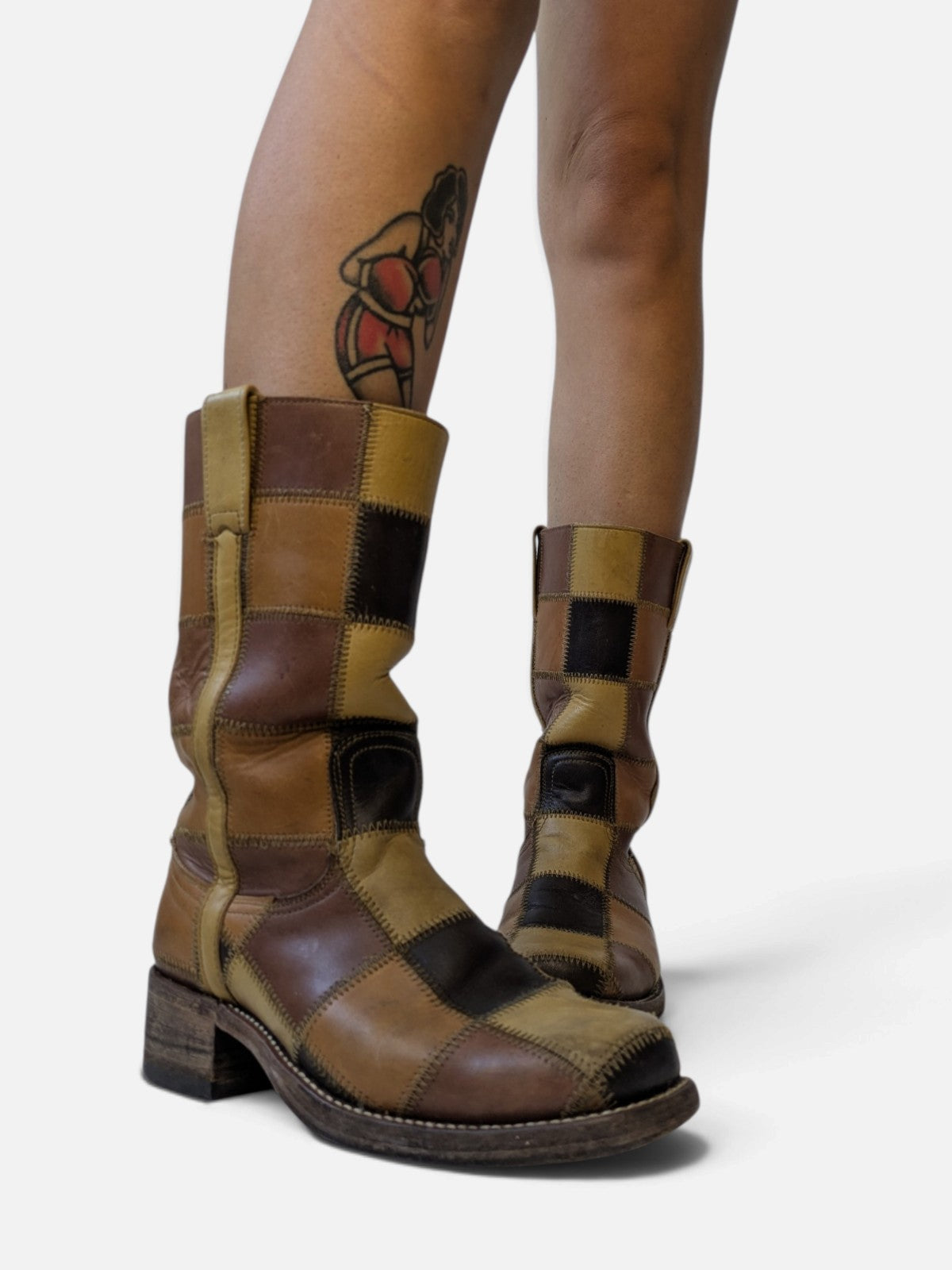 Checkered patchwork boots by Sendra for Dr. Adams (90s)