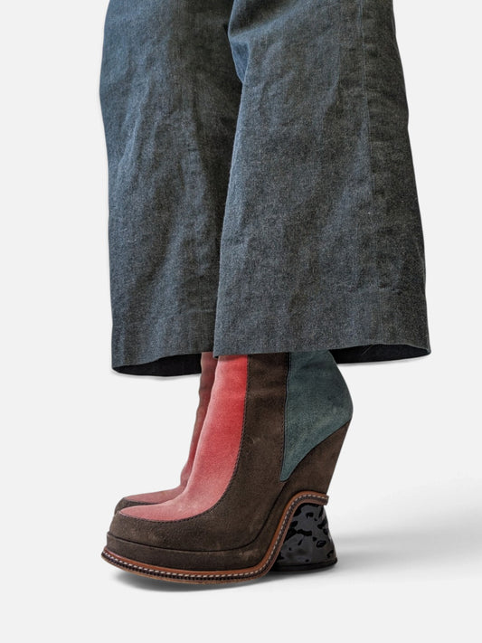 Fendi suede sculptural wedge boots (FW 2015)