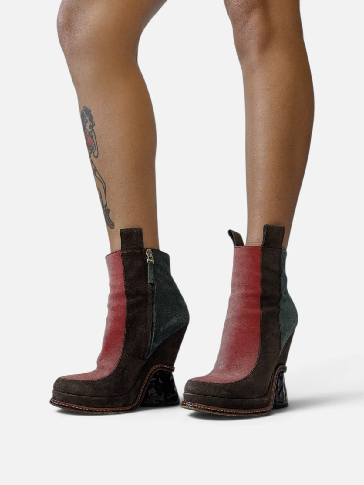 Fendi suede sculptural wedge boots (FW 2015)