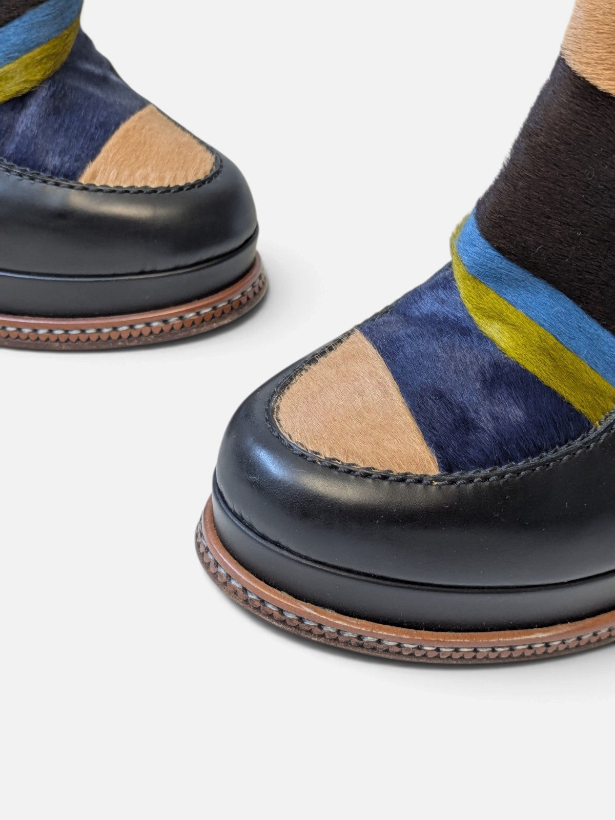 Fendi sculptural pony hair ankle wedge boots (FW 2015)