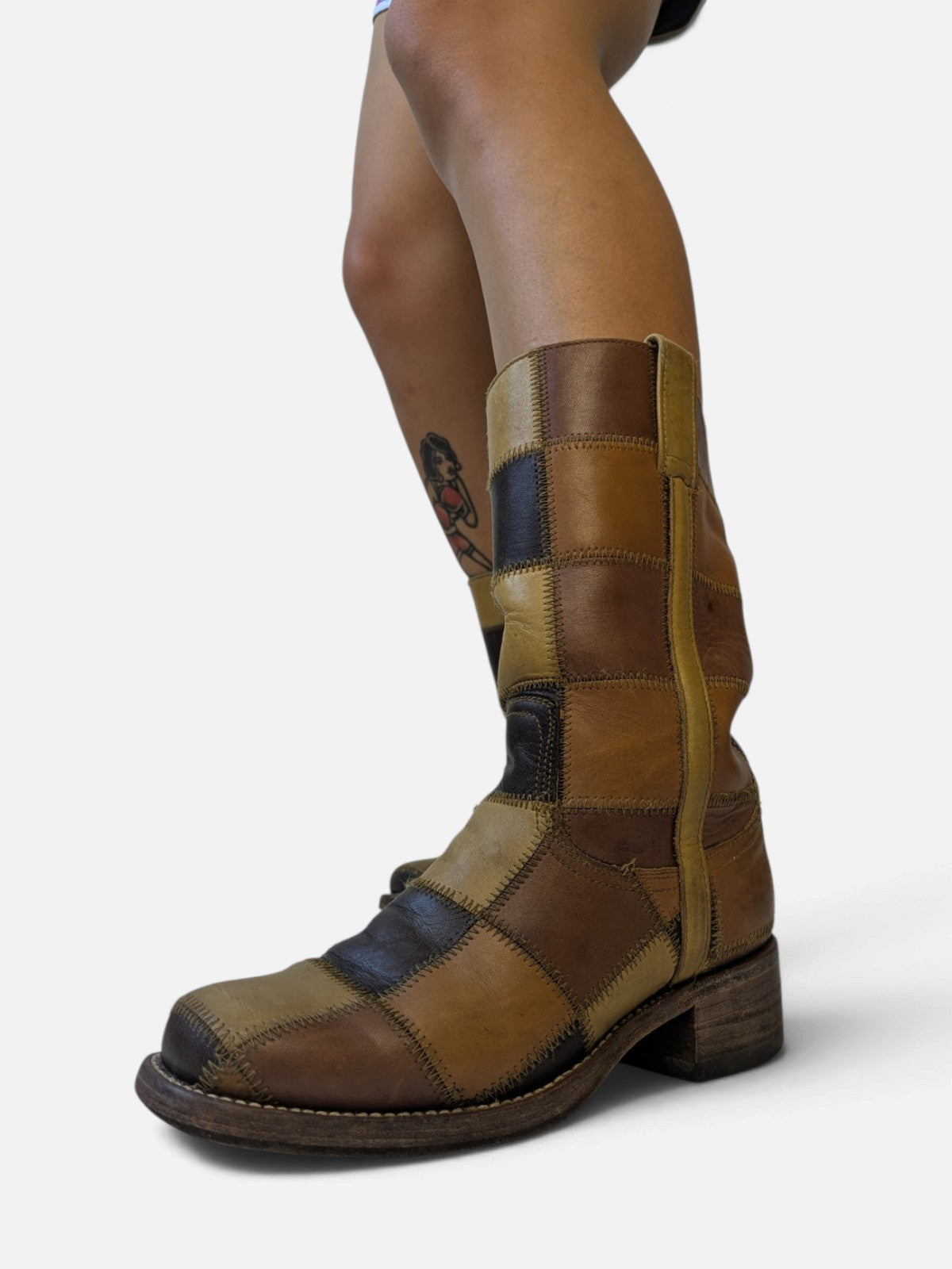 Checkered patchwork boots by Sendra for Dr. Adams (90s)