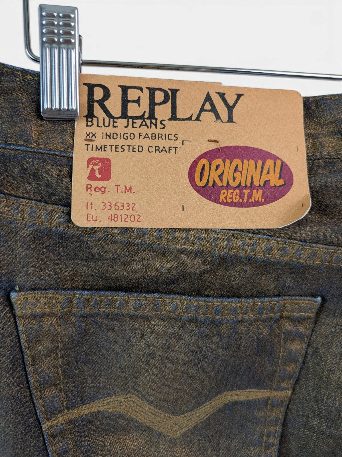 Replay coated gold denim bootcut jeans (2000s deadstock, new with tag)