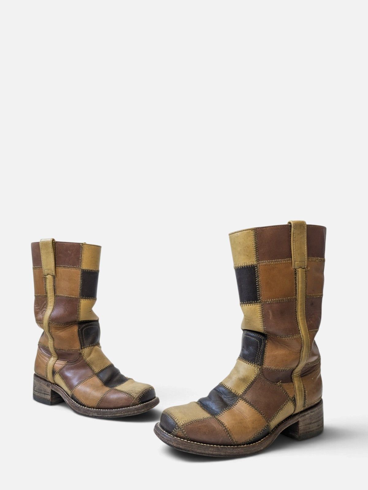 Checkered patchwork boots by Sendra for Dr. Adams (90s)