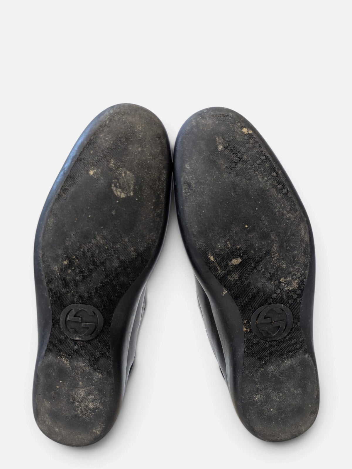 Gucci black leather loafers with striped heel pull (2000s)