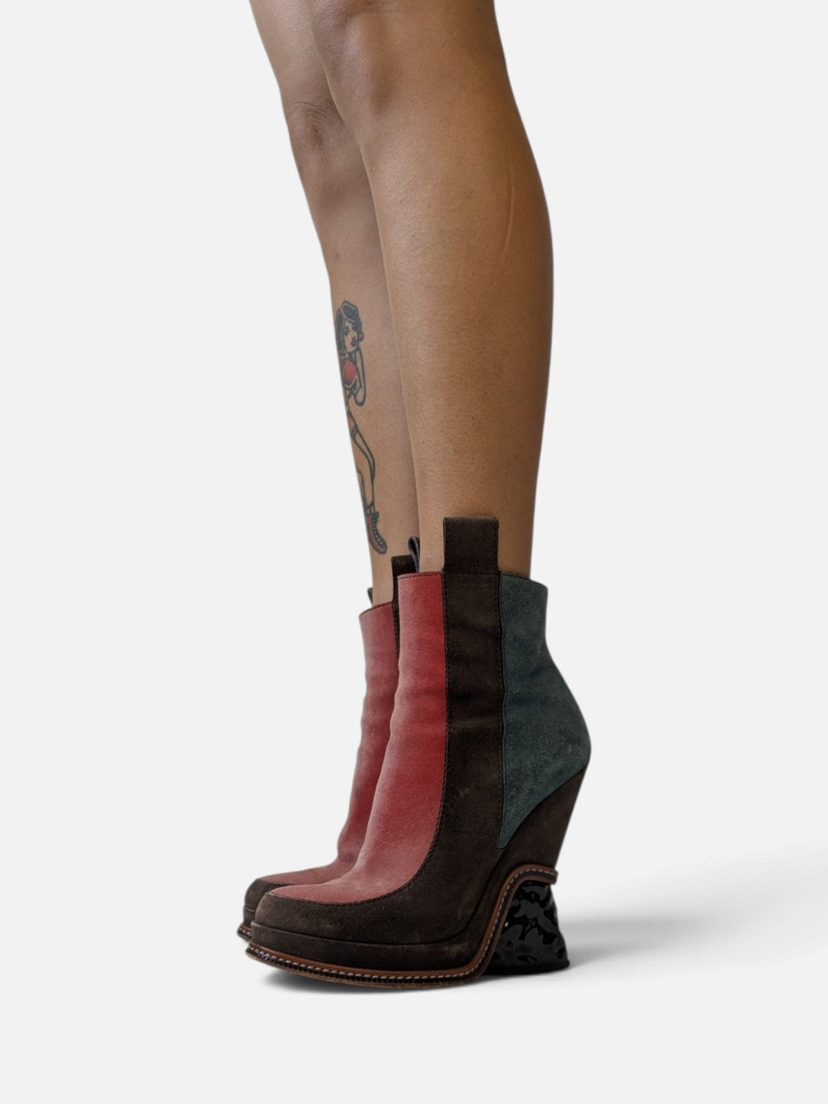 Fendi suede sculptural wedge boots (FW 2015)