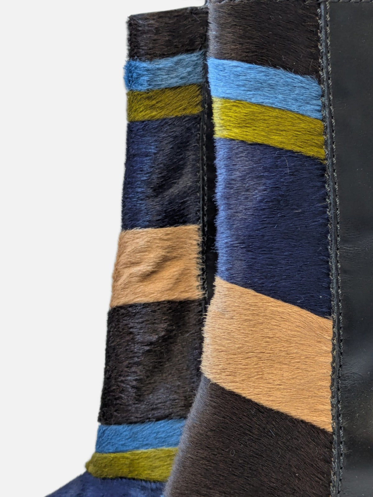 Fendi sculptural pony hair ankle wedge boots (FW 2015)