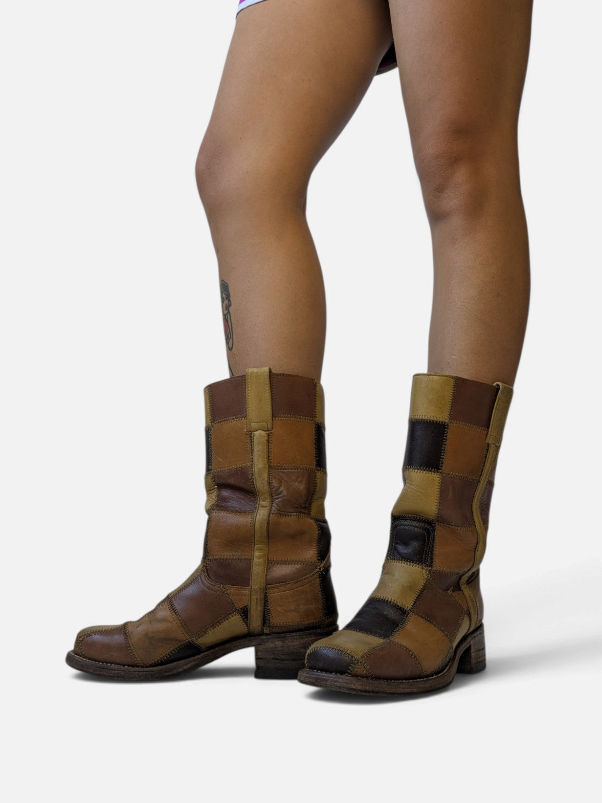 Checkered patchwork boots by Sendra for Dr. Adams (90s)