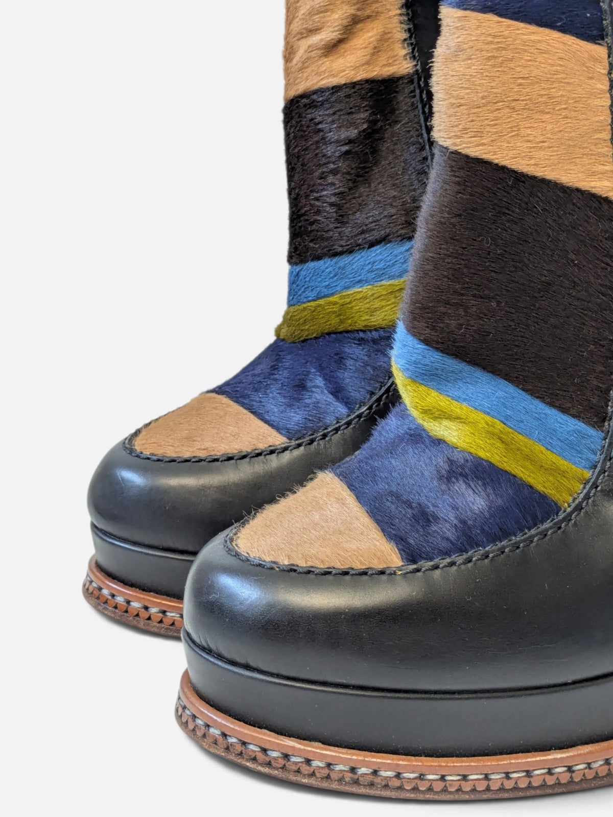 Fendi sculptural pony hair ankle wedge boots (FW 2015)